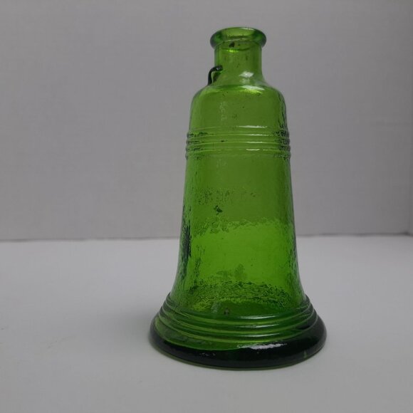 Wheaton Liberty Bell Decanter Green Glass Bottle Vintage 5" by 3" Patriotic Mini - Picture 11 of 16